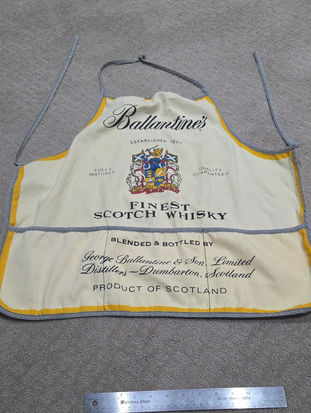 Vintage Ballantine's Finest Scotch Whisky Cotton Bar Advertising Apron